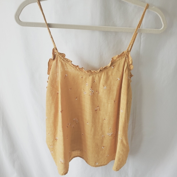 a.n.a Tops - A.n.a. Marigold Yellow Ruffle Trim Tank - L